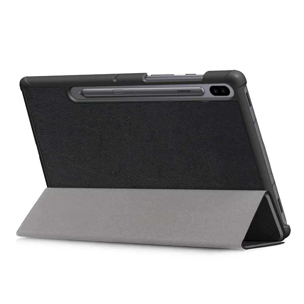 Protective Case for Samsung Galaxy Tab S6 T860/T865 Scratch Resistant PU Leather Tri-fold Stand Smart Tablet Cover - Black - 5