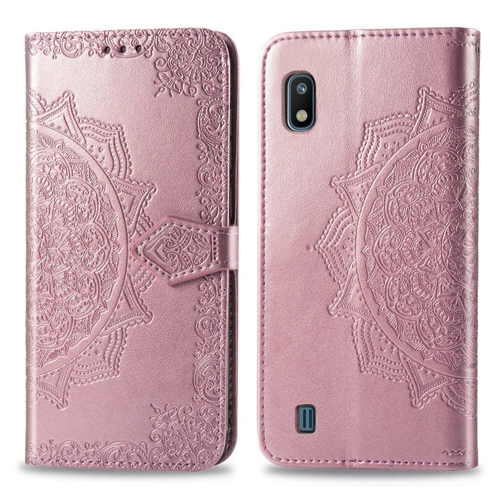 Embossed Mandala Flower Wallet Leather Case for Samsung Galaxy A10 - Pink - 2
