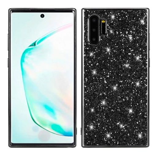 Glittering Sequins Electroplating TPU Frame+PC Back Hybrid Shell for Samsung Galaxy Note 10 Plus/10 Plus 5G - Black - 1