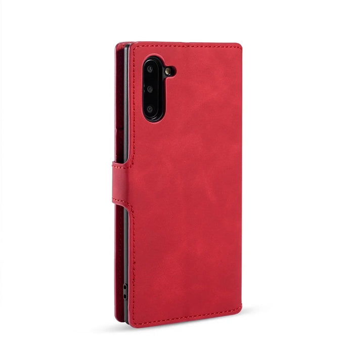 DG.MING Retro Style Leather Wallet Stand Case for Samsung Galaxy Note 10/Note 10 5G -  Red - 4