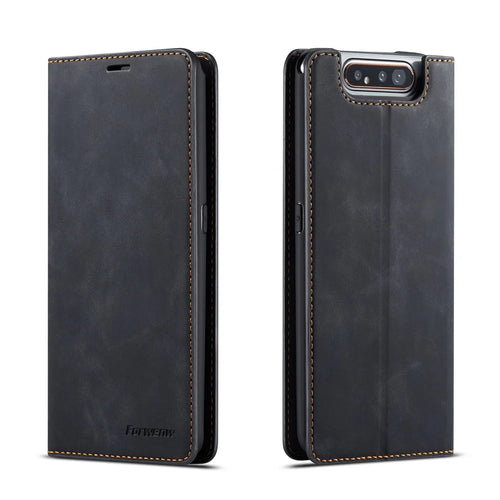 FORWENW Fantasy Series for Samsung Galaxy A80/A90 Silky Touch Leather Wallet Case Cover - Black - 1