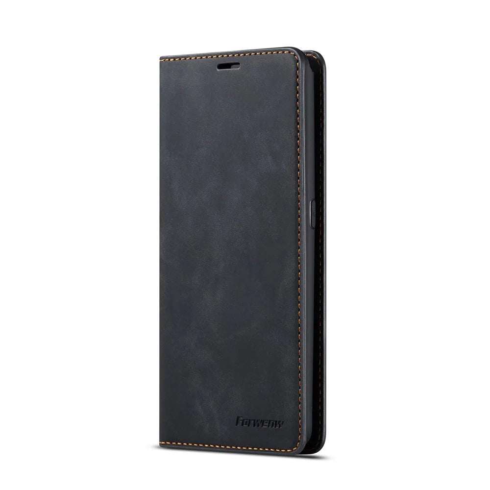 FORWENW Fantasy Series for Samsung Galaxy A80/A90 Silky Touch Leather Wallet Case Cover - Black - 2