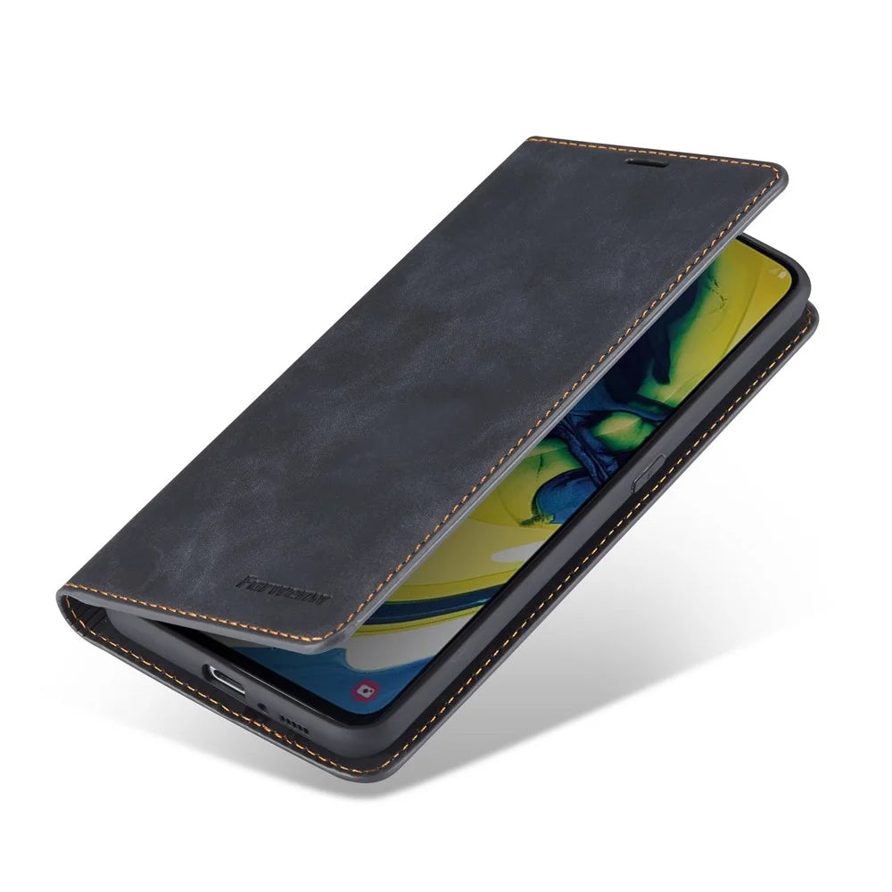 FORWENW Fantasy Series for Samsung Galaxy A80/A90 Silky Touch Leather Wallet Case Cover - Black - 5
