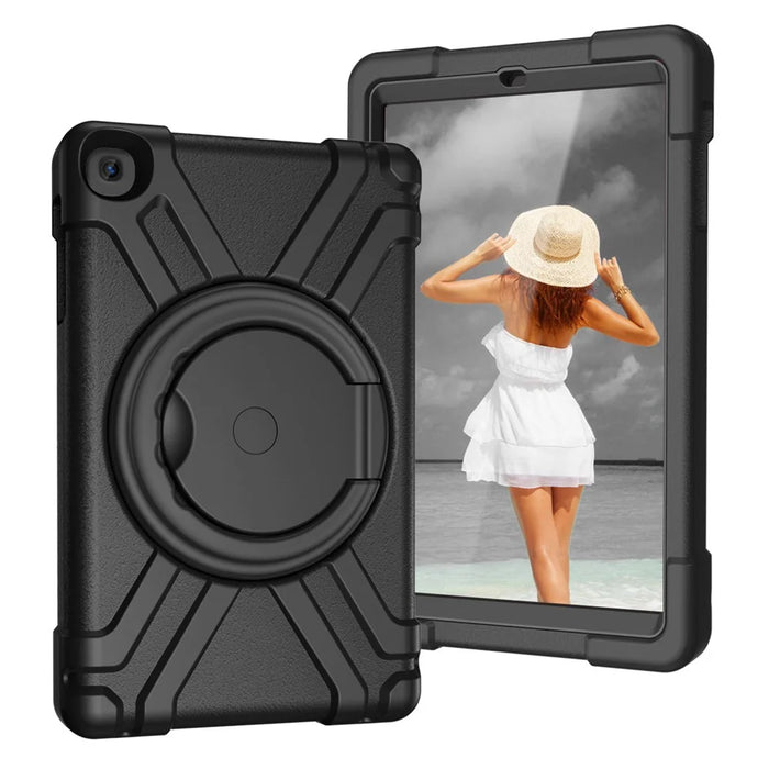 360° Swivel Kickstand PC + Silicone Tablet Casing for Samsung Galaxy Tab A 10.1 (2019) SM-T510 - All Black - 1