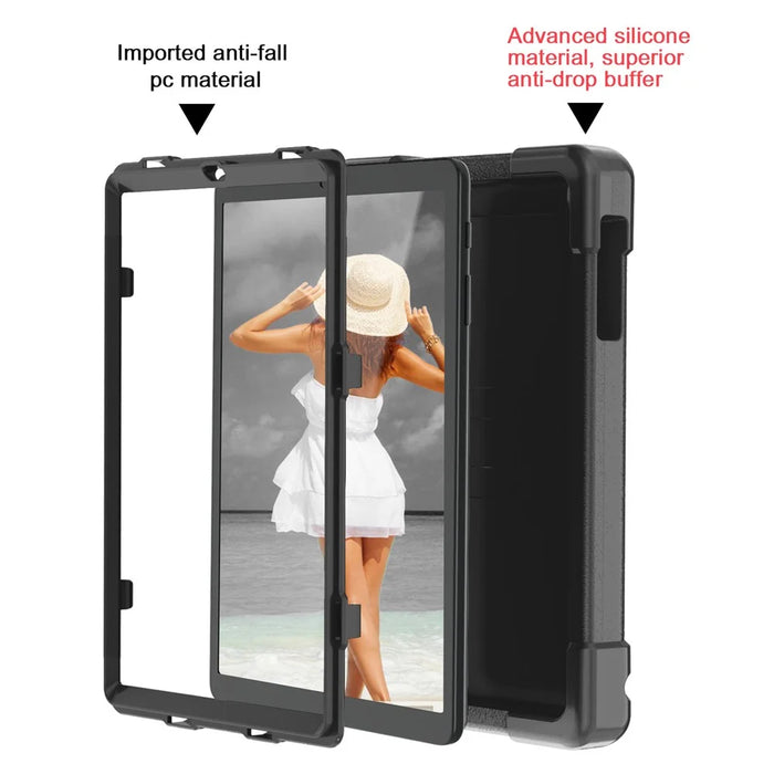 360° Swivel Kickstand PC + Silicone Tablet Casing for Samsung Galaxy Tab A 10.1 (2019) SM-T510 - All Black - 4