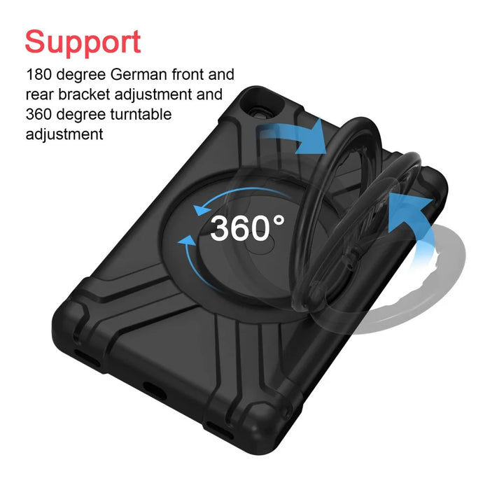 360° Swivel Kickstand PC + Silicone Tablet Casing for Samsung Galaxy Tab A 10.1 (2019) SM-T510 - All Black - 6