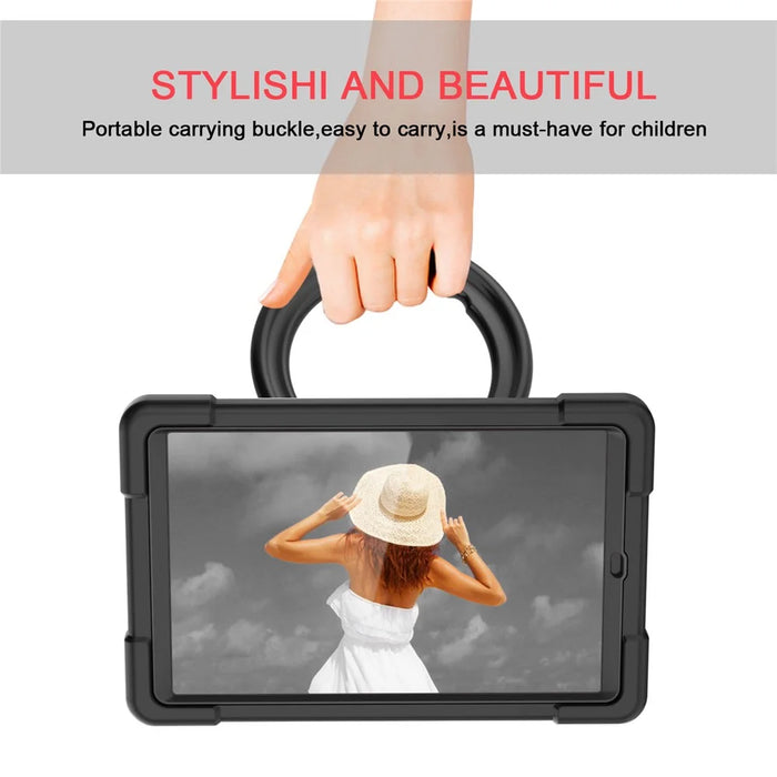 360° Swivel Kickstand PC + Silicone Tablet Casing for Samsung Galaxy Tab A 10.1 (2019) SM-T510 - All Black - 7