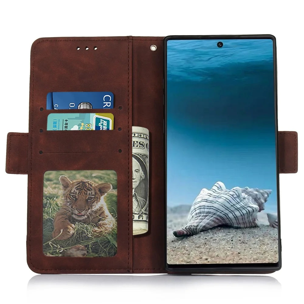 Leather Wallet Stand Phone Cover with Multiple Card Slots for Samsung Galaxy Note 10 Plus 5G/10 Plus - Coffee - 3