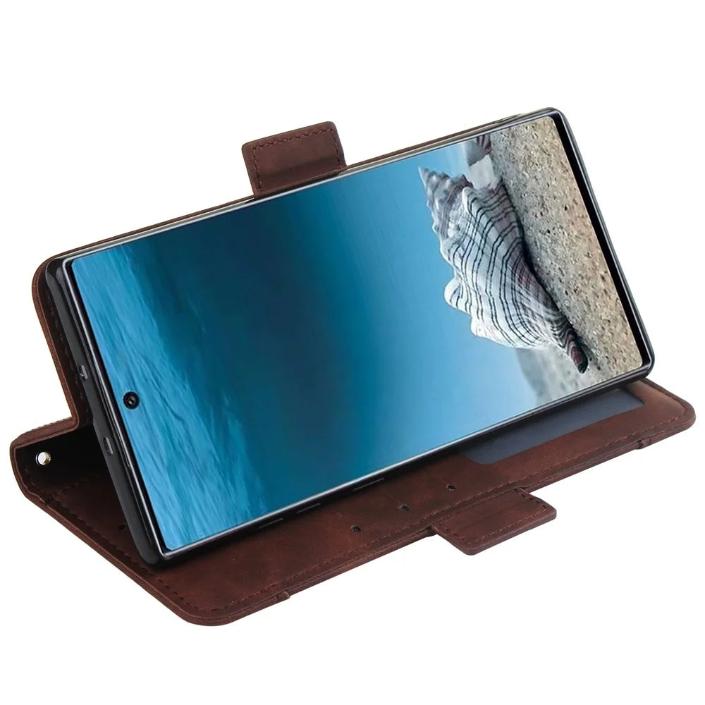 Leather Wallet Stand Phone Cover with Multiple Card Slots for Samsung Galaxy Note 10 Plus 5G/10 Plus - Coffee - 4