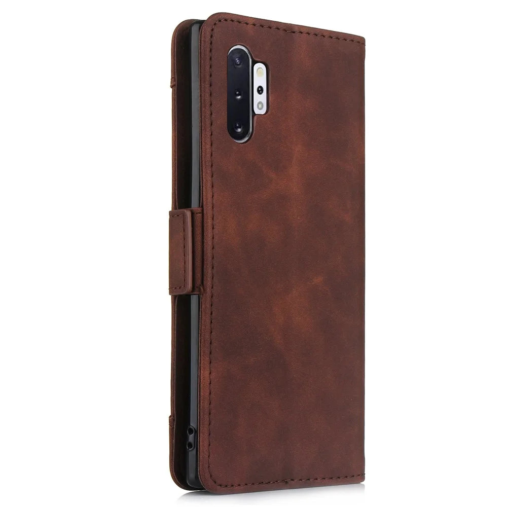 Leather Wallet Stand Phone Cover with Multiple Card Slots for Samsung Galaxy Note 10 Plus 5G/10 Plus - Coffee - 5