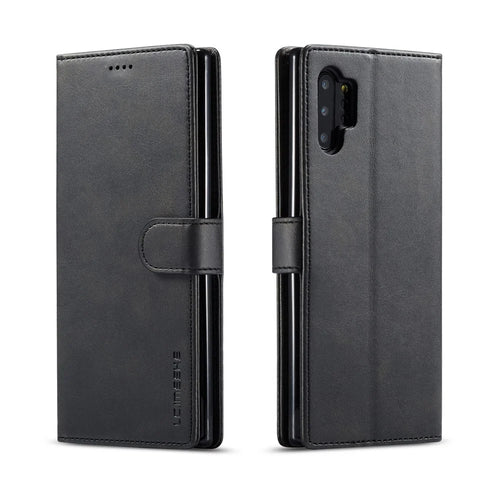 LC.IMEEKE PU Leather Protective Flip Wallet Casing for Samsung Galaxy Note 10 Plus/Note 10 Plus 5G - Black - 1