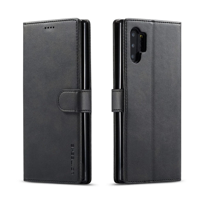 LC.IMEEKE PU Leather Protective Flip Wallet Casing for Samsung Galaxy Note 10 Plus/Note 10 Plus 5G - Black - 1
