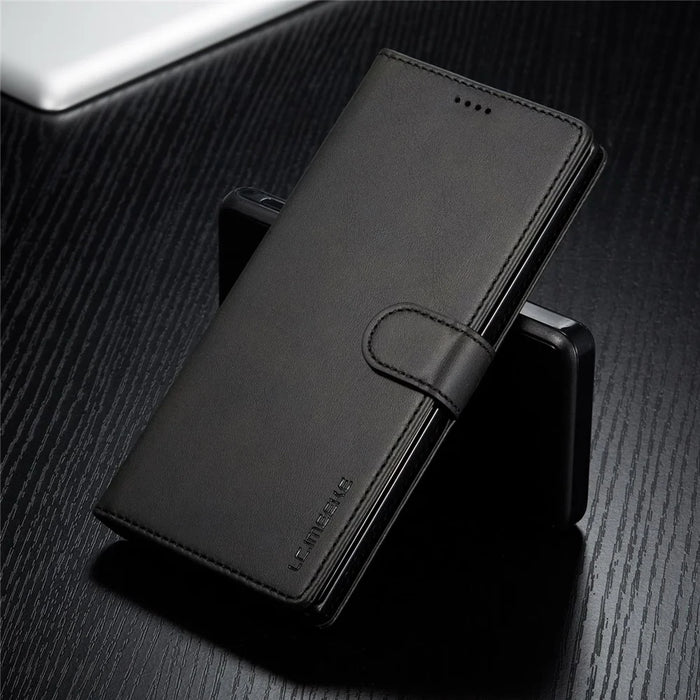 LC.IMEEKE PU Leather Protective Flip Wallet Casing for Samsung Galaxy Note 10 Plus/Note 10 Plus 5G - Black - 4