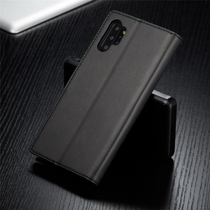 LC.IMEEKE PU Leather Protective Flip Wallet Casing for Samsung Galaxy Note 10 Plus/Note 10 Plus 5G - Black - 5