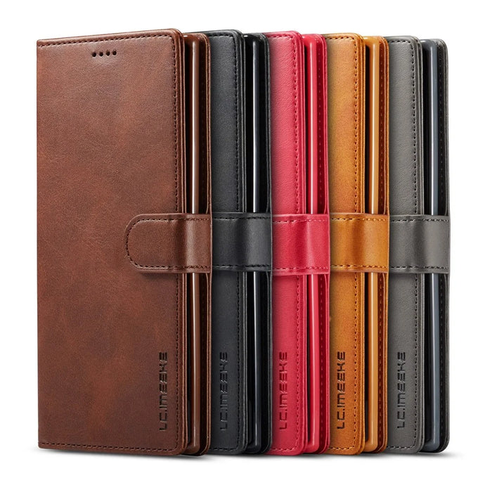 LC.IMEEKE PU Leather Protective Flip Wallet Casing for Samsung Galaxy Note 10 Plus/Note 10 Plus 5G - Black - 6