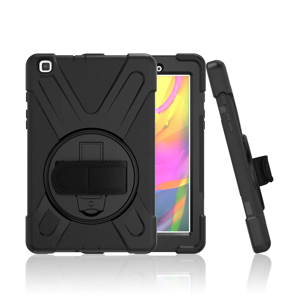 X-Shape PC + TPU Hybrid Case with Hand Strap [360 Degree Rotary Kickstand] for Samsung Galaxy Tab A 8.0 (2019) SM-T290 SM-T295 - Black - 2