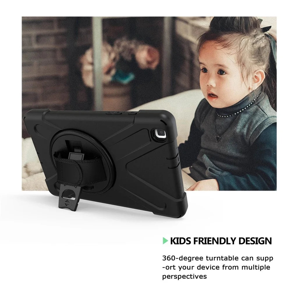 X-Shape PC + TPU Hybrid Case with Hand Strap [360 Degree Rotary Kickstand] for Samsung Galaxy Tab A 8.0 (2019) SM-T290 SM-T295 - Black - 5