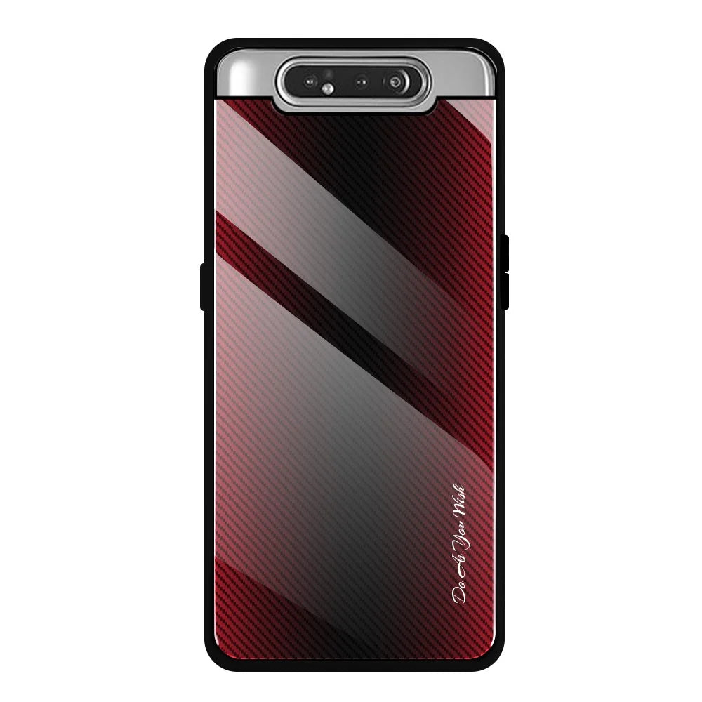 Gradient Tempered Glass Back + Soft TPU Edge Phone Shell Cover for Samsung Galaxy A80 / A90 - Red - 1