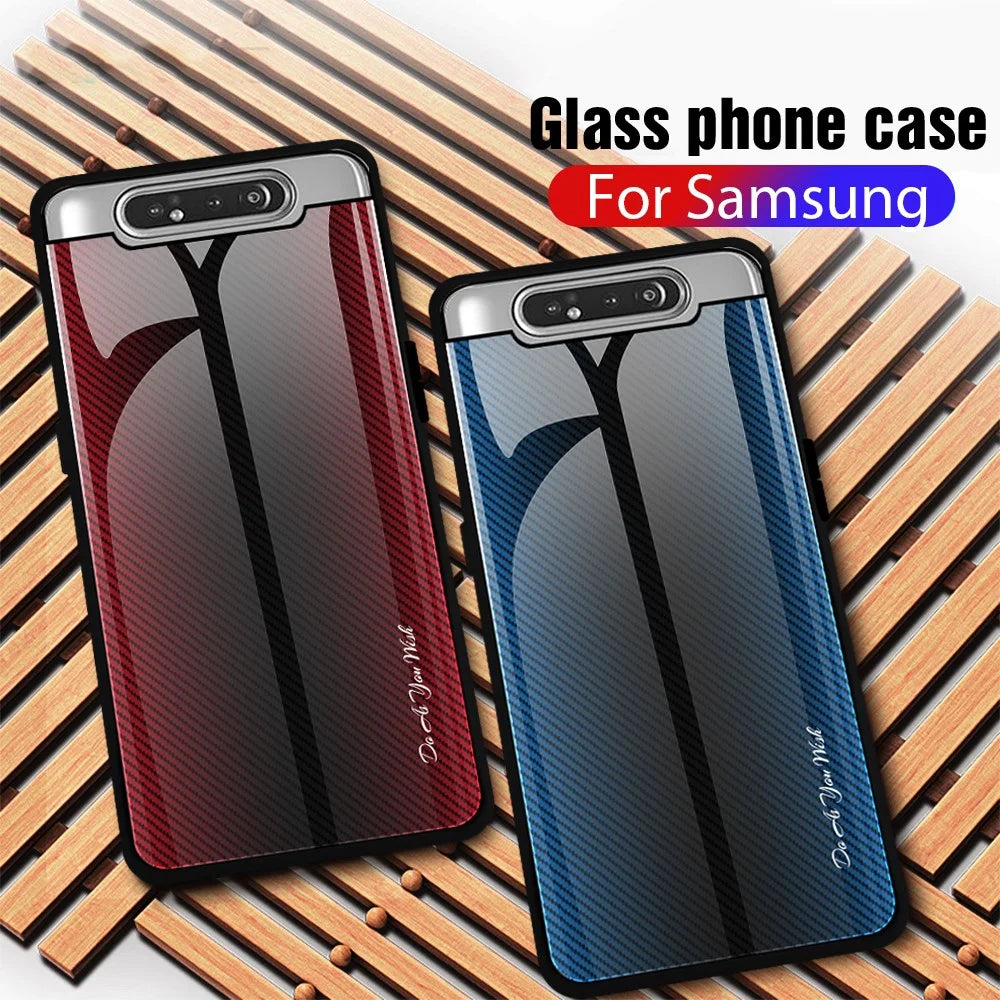 Gradient Tempered Glass Back + Soft TPU Edge Phone Shell Cover for Samsung Galaxy A80 / A90 - Red - 3