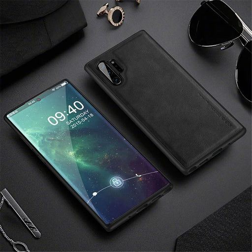 X-LEVEL Vintage Style PU Leather Coated TPU Back Case for Samsung Galaxy Note 10 Plus/10 Plus 5G - Black - 1