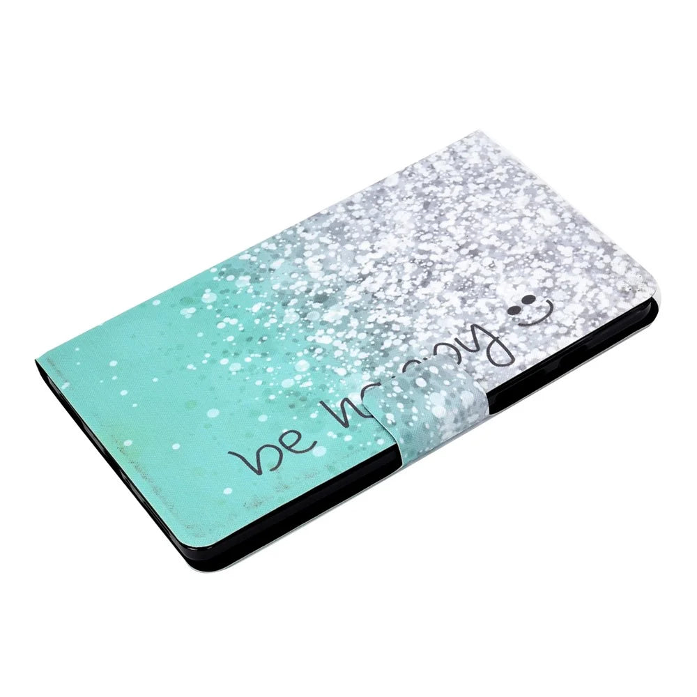 Pattern Printing Leather Stand Case for Samsung Galaxy Tab A 8.0 (2019) SM-T290 SM-T295 - Be Happy - 5