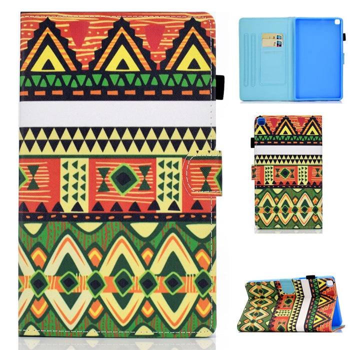 Pattern Printing Card Slots Leather Stand Cover for Samsung Galaxy Tab A 8.0 Wi-Fi (2019) SM-T290 - Triangle - 1
