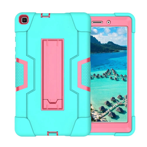 Shockproof Anti-scratch Durable Tablet Cover with Kickstand for Samsung Galaxy Tab A 8.0 (2019) T290 T295 - Cyan / Rose - 1