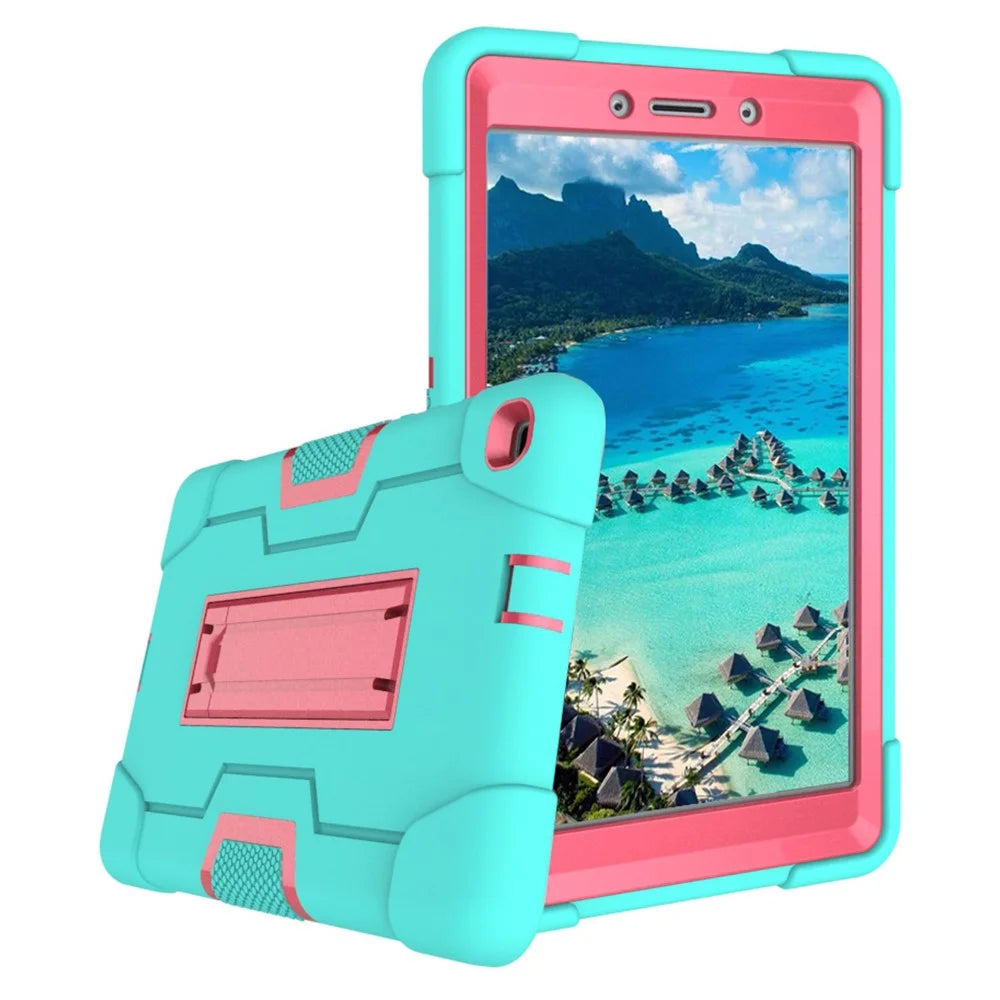 Shockproof Anti-scratch Durable Tablet Cover with Kickstand for Samsung Galaxy Tab A 8.0 (2019) T290 T295 - Cyan / Rose - 2