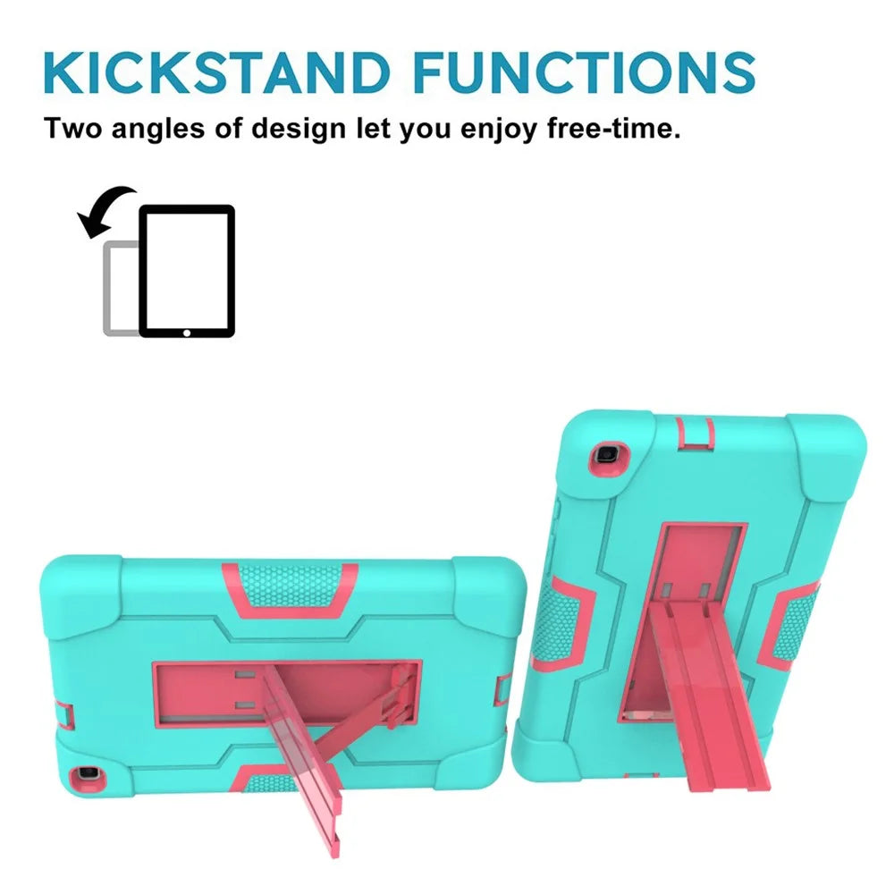 Shockproof Anti-scratch Durable Tablet Cover with Kickstand for Samsung Galaxy Tab A 8.0 (2019) T290 T295 - Cyan / Rose - 4