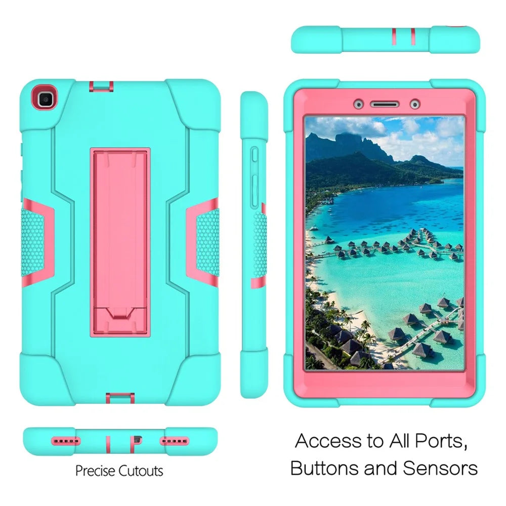 Shockproof Anti-scratch Durable Tablet Cover with Kickstand for Samsung Galaxy Tab A 8.0 (2019) T290 T295 - Cyan / Rose - 5