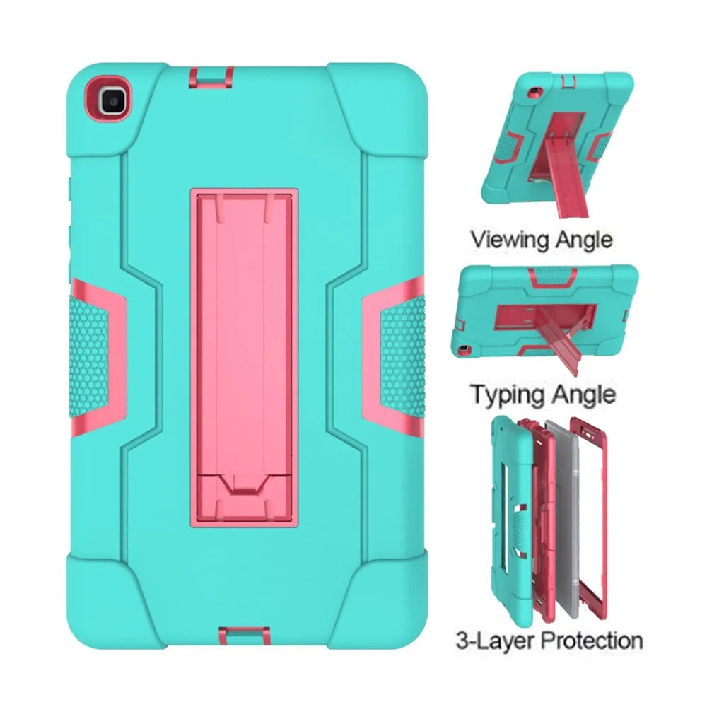 Shockproof Anti-scratch Durable Tablet Cover with Kickstand for Samsung Galaxy Tab A 8.0 (2019) T290 T295 - Cyan / Rose - 6