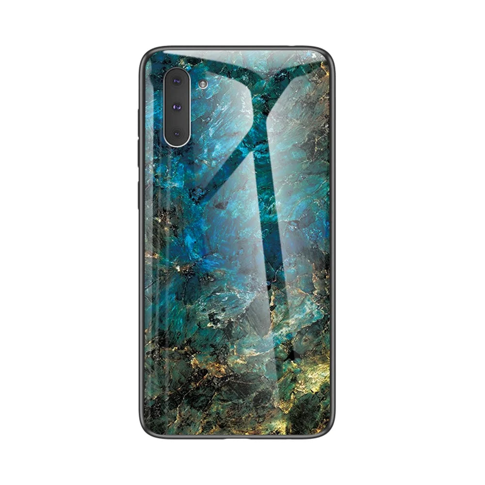 Marble Texture Tempered Glass + PC + TPU Hybrid Case for Samsung Galaxy Note 10 5G / Note 10 - Emerald - 1