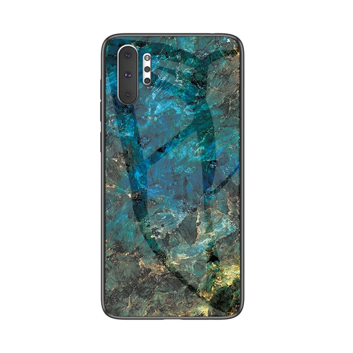 Marble Texture Tempered Glass + PC + TPU Hybrid Case for Samsung Galaxy Note 10 Plus 5G / Note 10 Plus - Emerald - 2