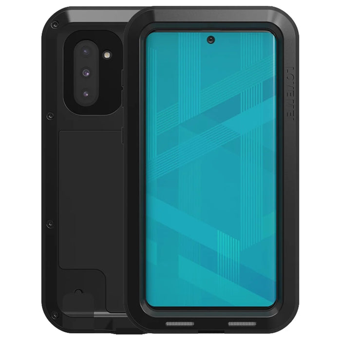 LOVE MEI Dust-proof Shock-proof Splash-proof Case with Tempered Glass for Samsung Galaxy Note 10 / Note 10 5G - Black - 1