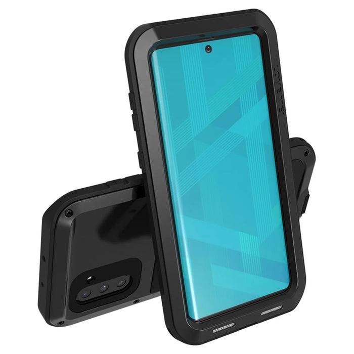 LOVE MEI Dust-proof Shock-proof Splash-proof Case with Tempered Glass for Samsung Galaxy Note 10 / Note 10 5G - Black - 2
