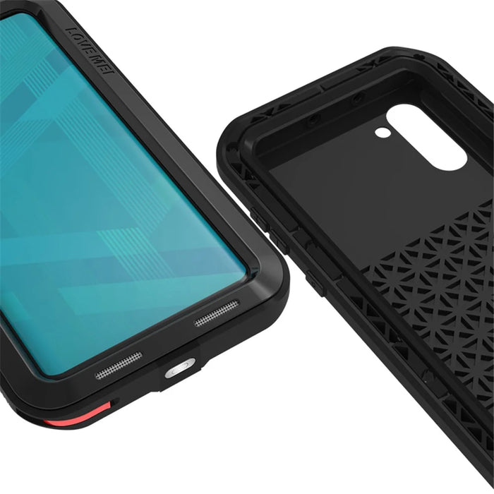 LOVE MEI Dust-proof Shock-proof Splash-proof Case with Tempered Glass for Samsung Galaxy Note 10 / Note 10 5G - Black - 3