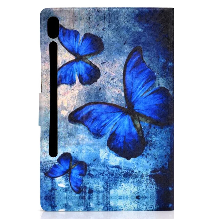 Patterned Leather Card Holder Stand Tablet Case for Samsung Galaxy Tab S6 SM-T860 (Wi-Fi) - Blue Butterfly - 3