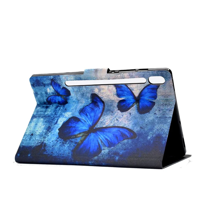 Patterned Leather Card Holder Stand Tablet Case for Samsung Galaxy Tab S6 SM-T860 (Wi-Fi) - Blue Butterfly - 4