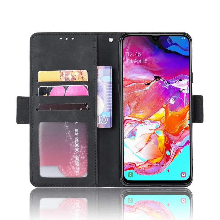 PU Leather Phone Case Covering Shell for Samsung Galaxy A20s - Black - 4