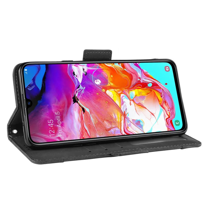 PU Leather Phone Case Covering Shell for Samsung Galaxy A20s - Black - 5