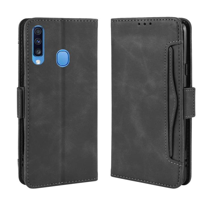 PU Leather Phone Case Covering Shell for Samsung Galaxy A20s - Black - 7