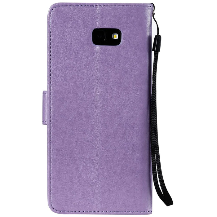 Imprint Flower Leather Wallet Cell Phone Casing for Samsung Galaxy J4+ - Purple - 2