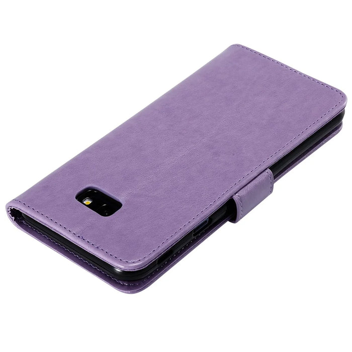 Imprint Flower Leather Wallet Cell Phone Casing for Samsung Galaxy J4+ - Purple - 6