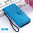 Imprint Sakura Cat Leather Wallet Stand Case for Samsung Galaxy S10 - Blue - 7