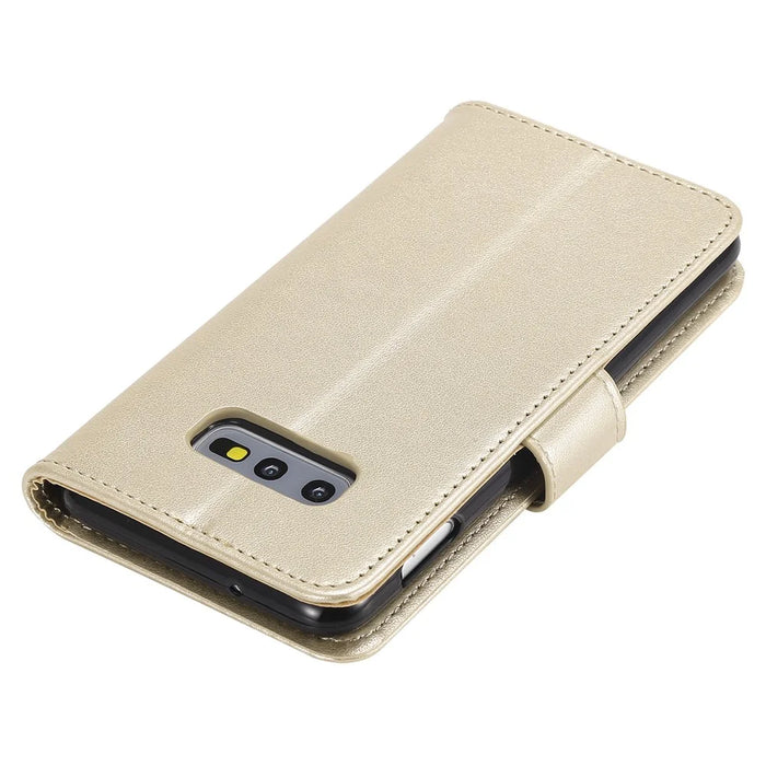 Imprint Sakura Cat Cell Phone Leather Wallet Case for Samsung Galaxy S10e - Gold - 4