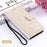 Imprint Sakura Cat Cell Phone Leather Wallet Case for Samsung Galaxy S10e - Gold - 6