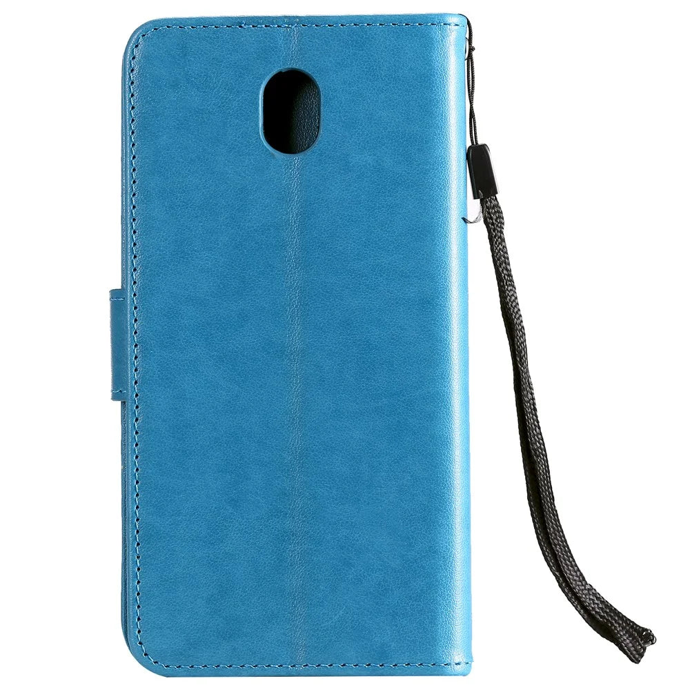 Imprint Sakura Cat PU Leather Wallet Case for Samsung Galaxy J5 Pro (2017) / J5 (2017) / J530 - Blue - 2