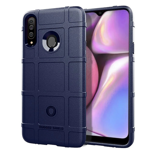 Anti-shock Square Grid Texture Shield TPU Case for Samsung Galaxy A20s - Dark Blue - 1