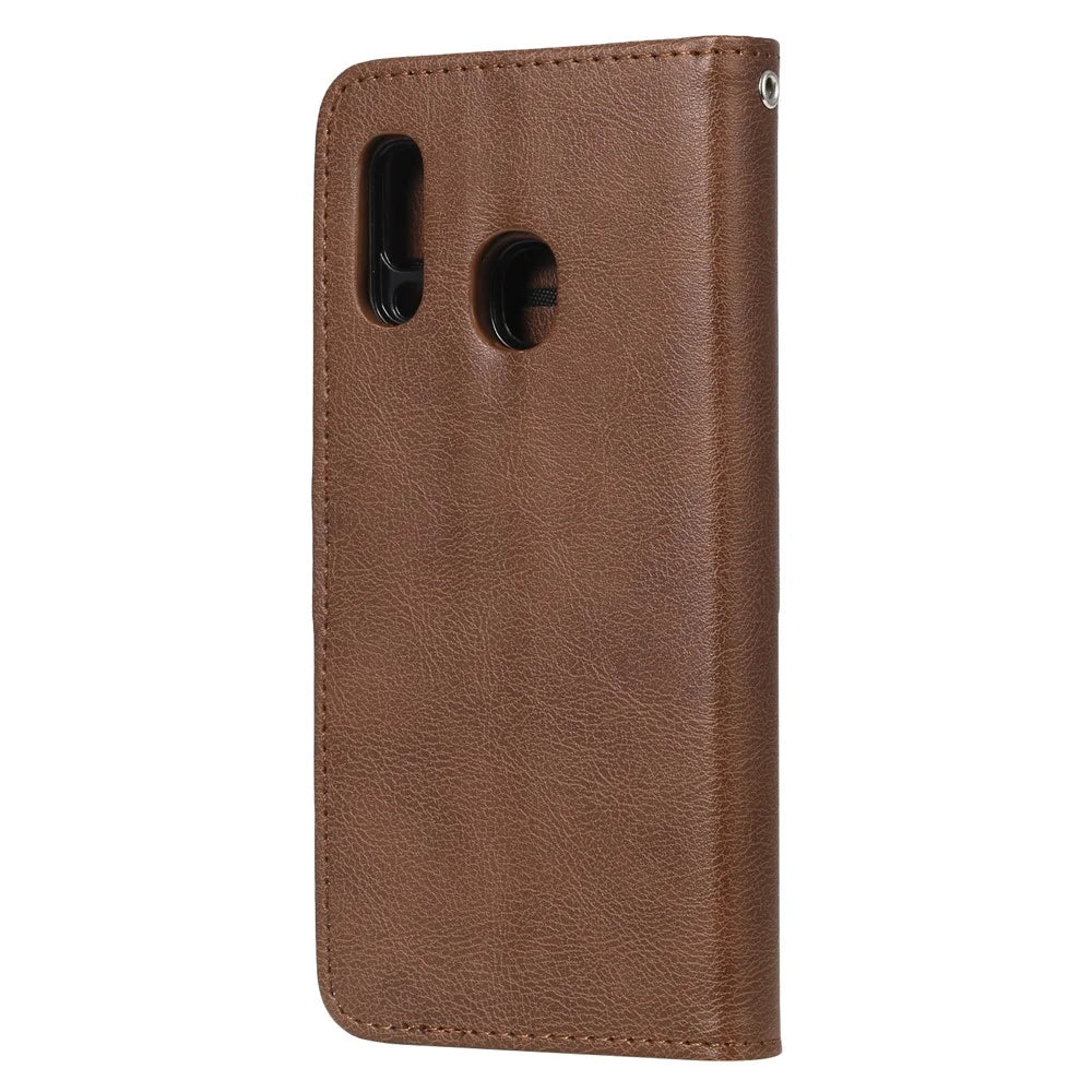 For Samsung Galaxy A20e Case 2 in 1 Detachable Magnetic Leather Wallet Mobile Cover with Strap - Brown - 3