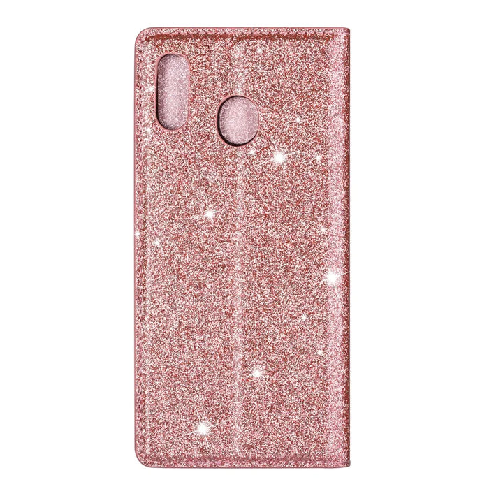 Flash Powder Stand Leather Card Holder Case for Samsung Galaxy A20e - Rose Gold - 2